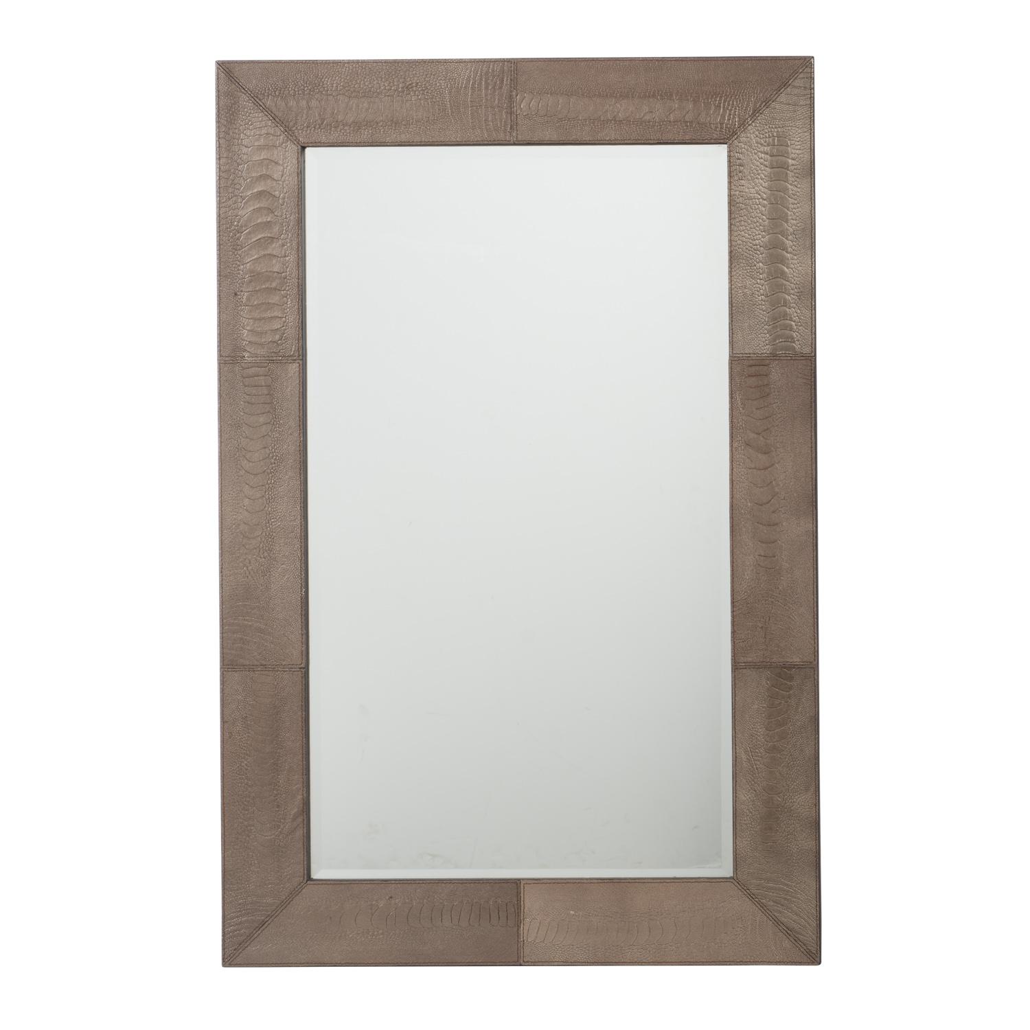 Ostrich Shin Leather Rectangle Mirror - Old Gold