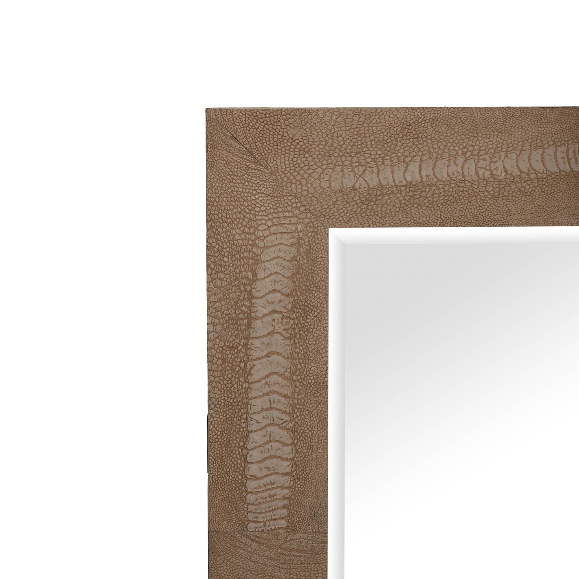 Ostrich Leather Rectangle Mirror - Cream