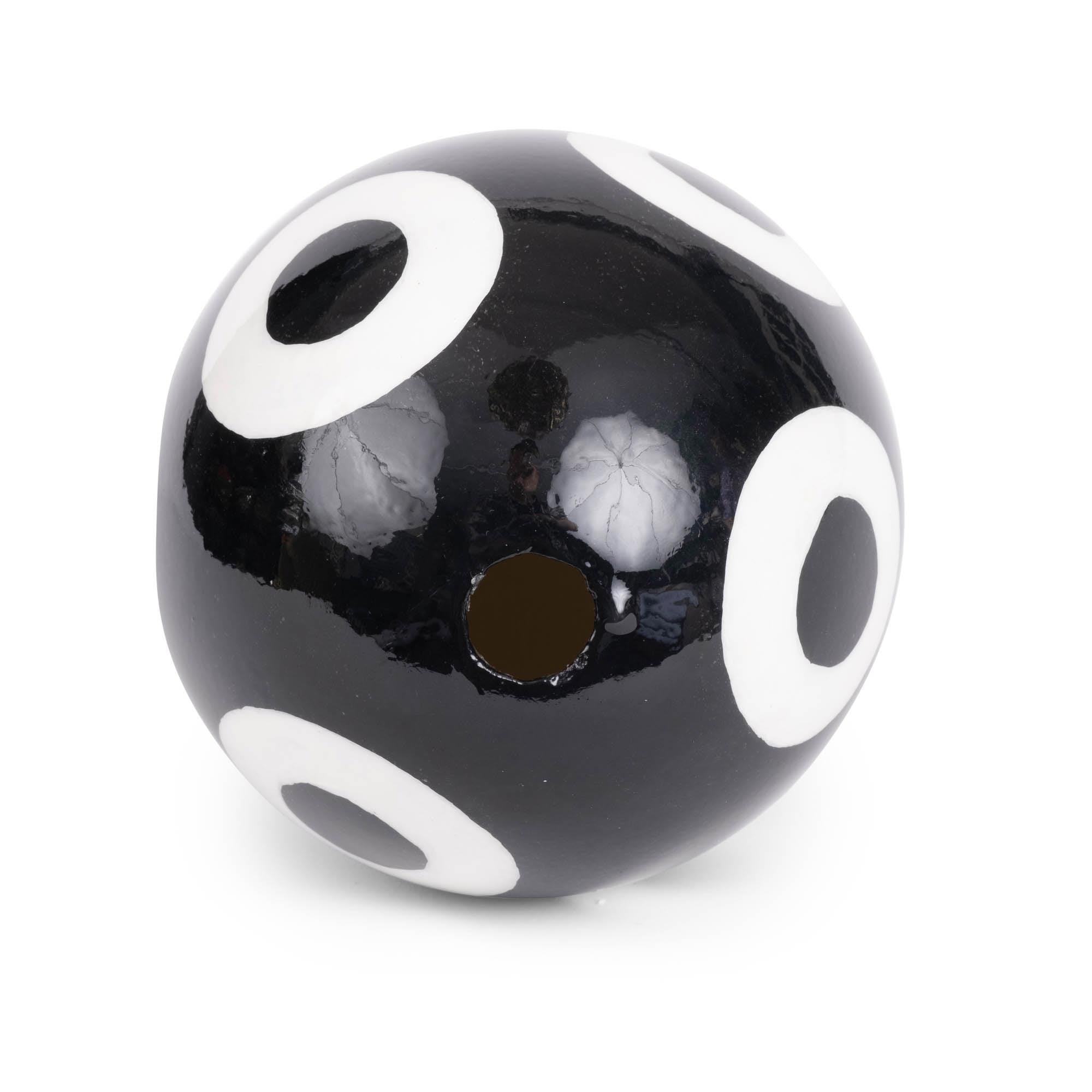 Painted Ostrich Egg - Black & White Circles