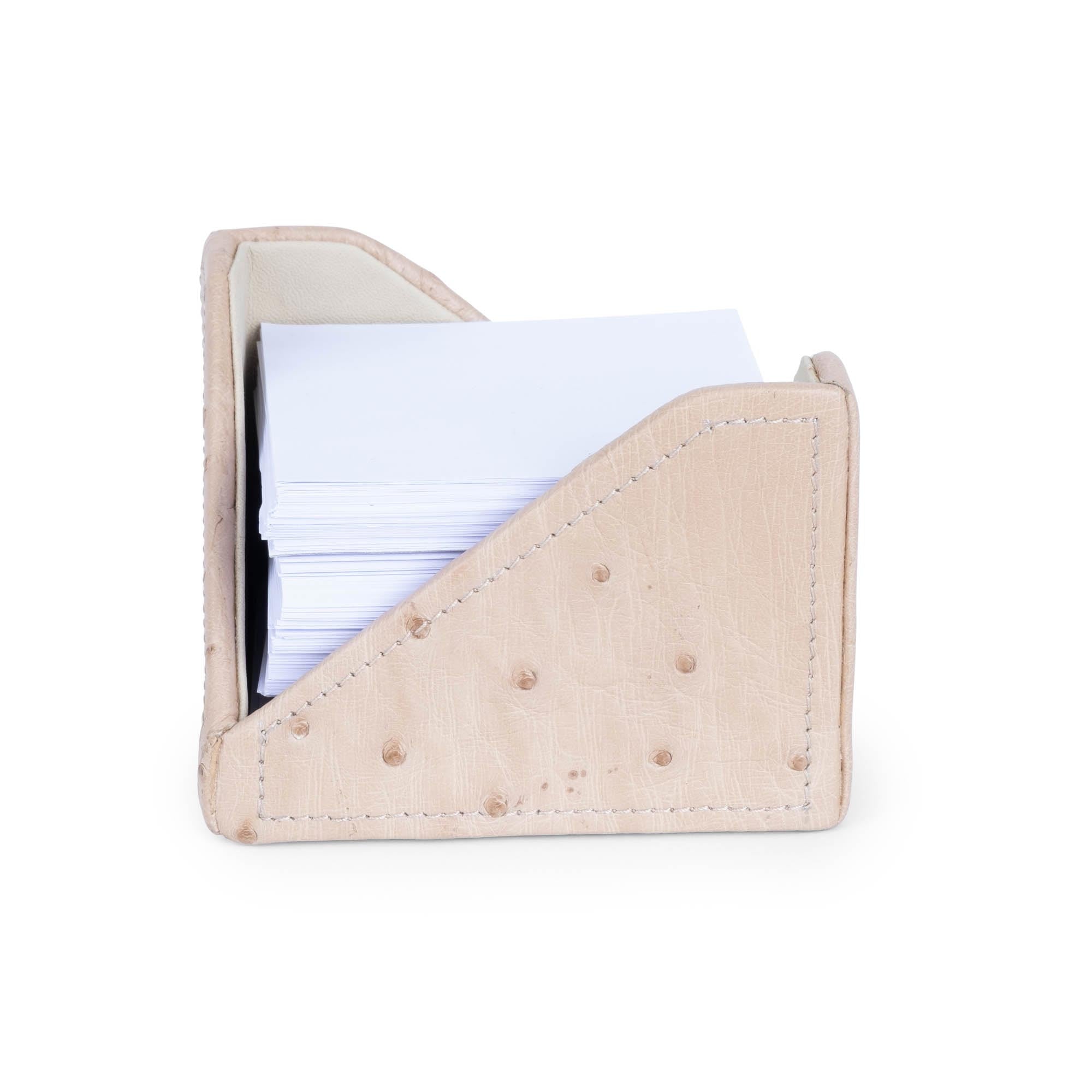 Note Paper Holder - Ostrich Leather - Cream