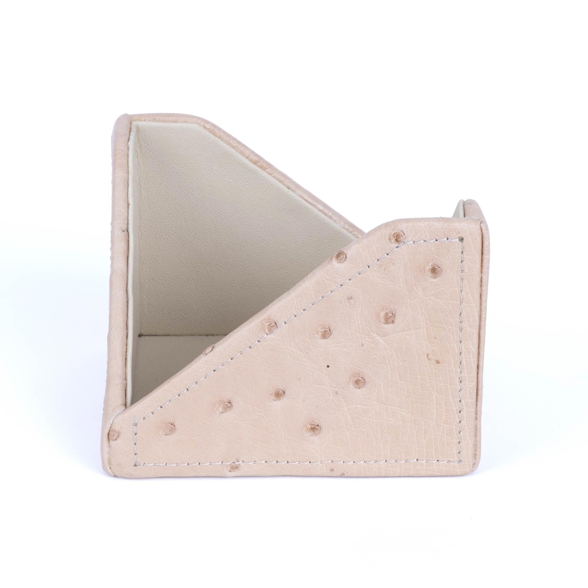 Note Paper Holder - Ostrich Leather - Cream