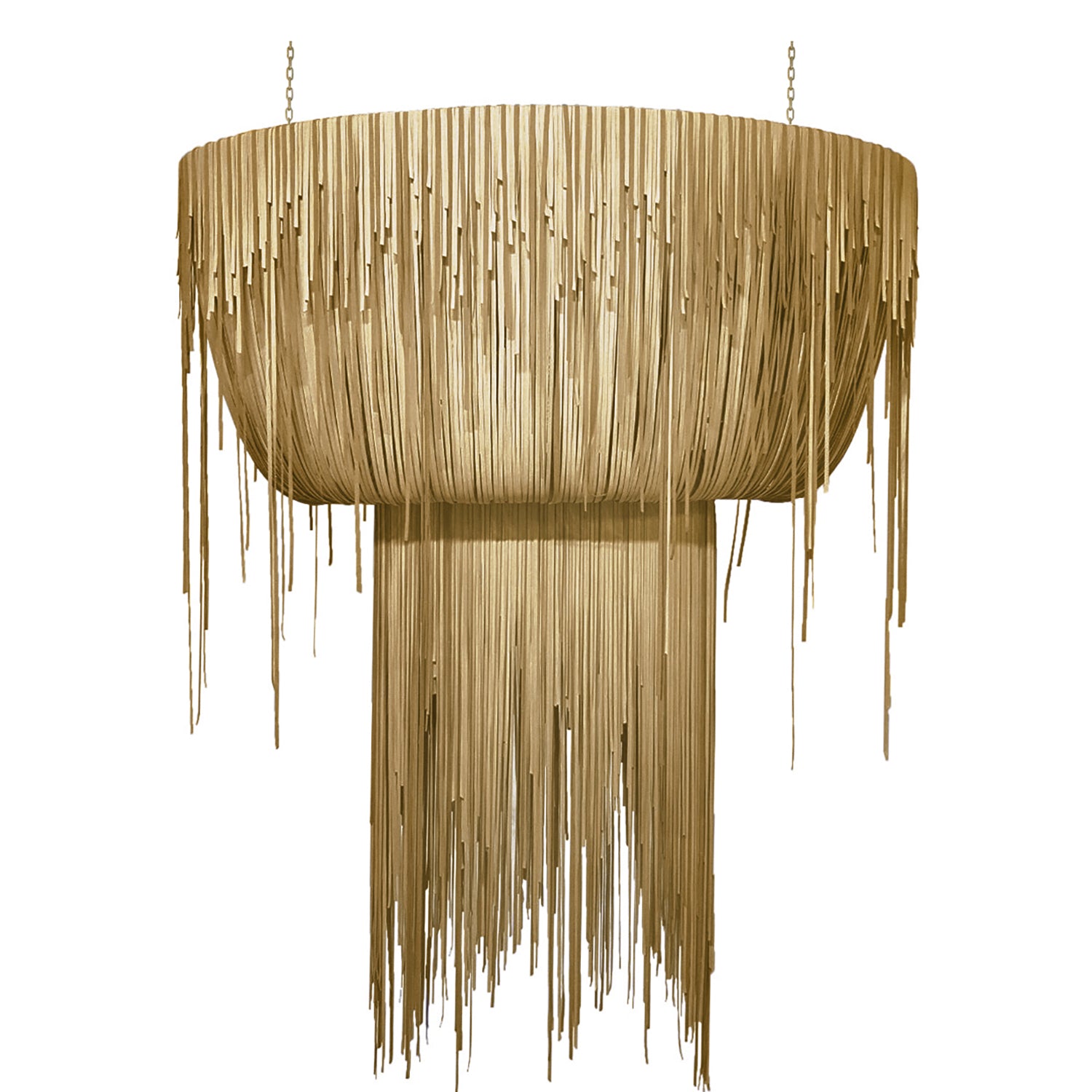 Large Oval Urchin Leather Chandelier in Metallic Leather