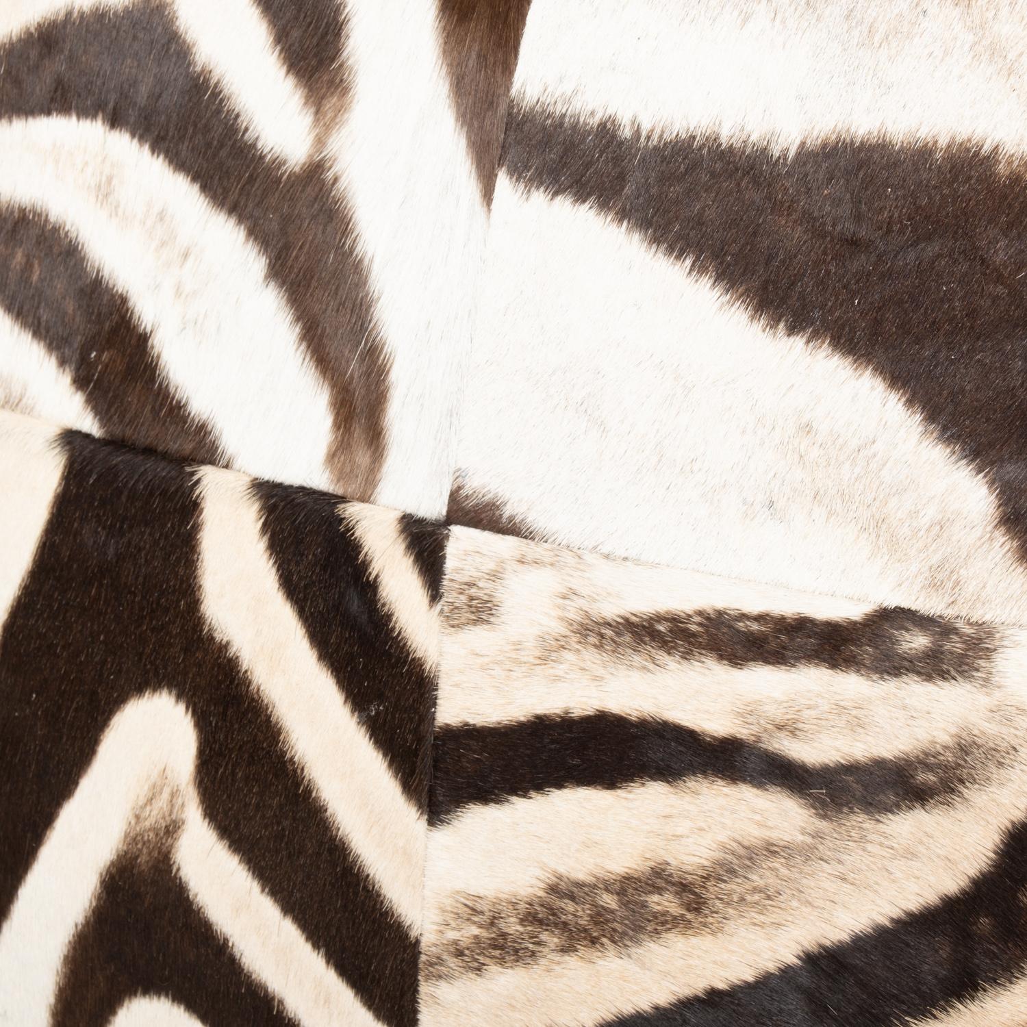 Zebra Hide Quarter Panel Pillow with Leather Trim