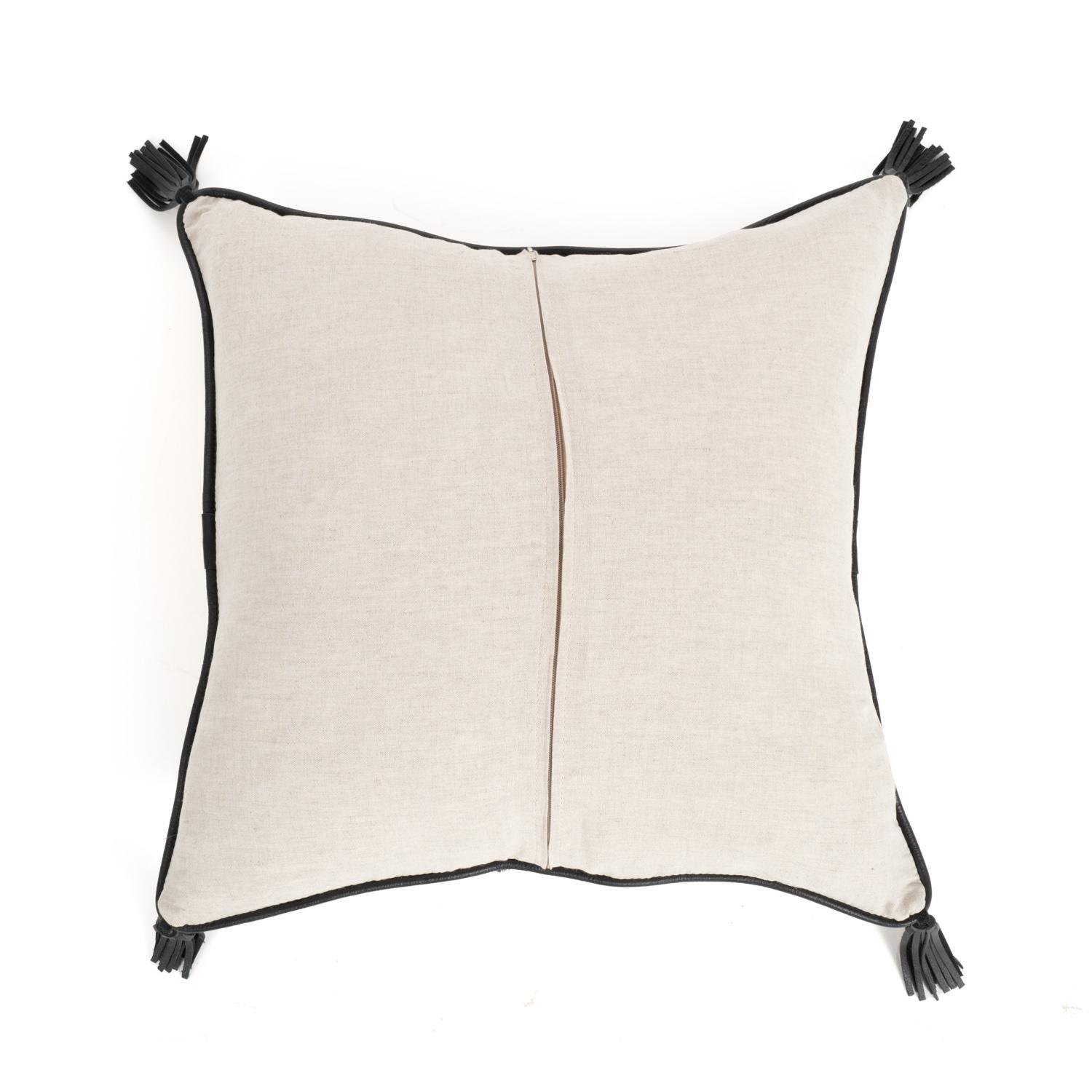 Zebra Hide Quarter Panel Pillow with Leather Trim