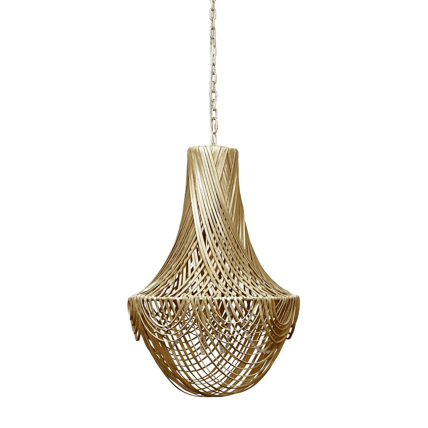 Small Empire Leather Chandelier in Metallic Leather