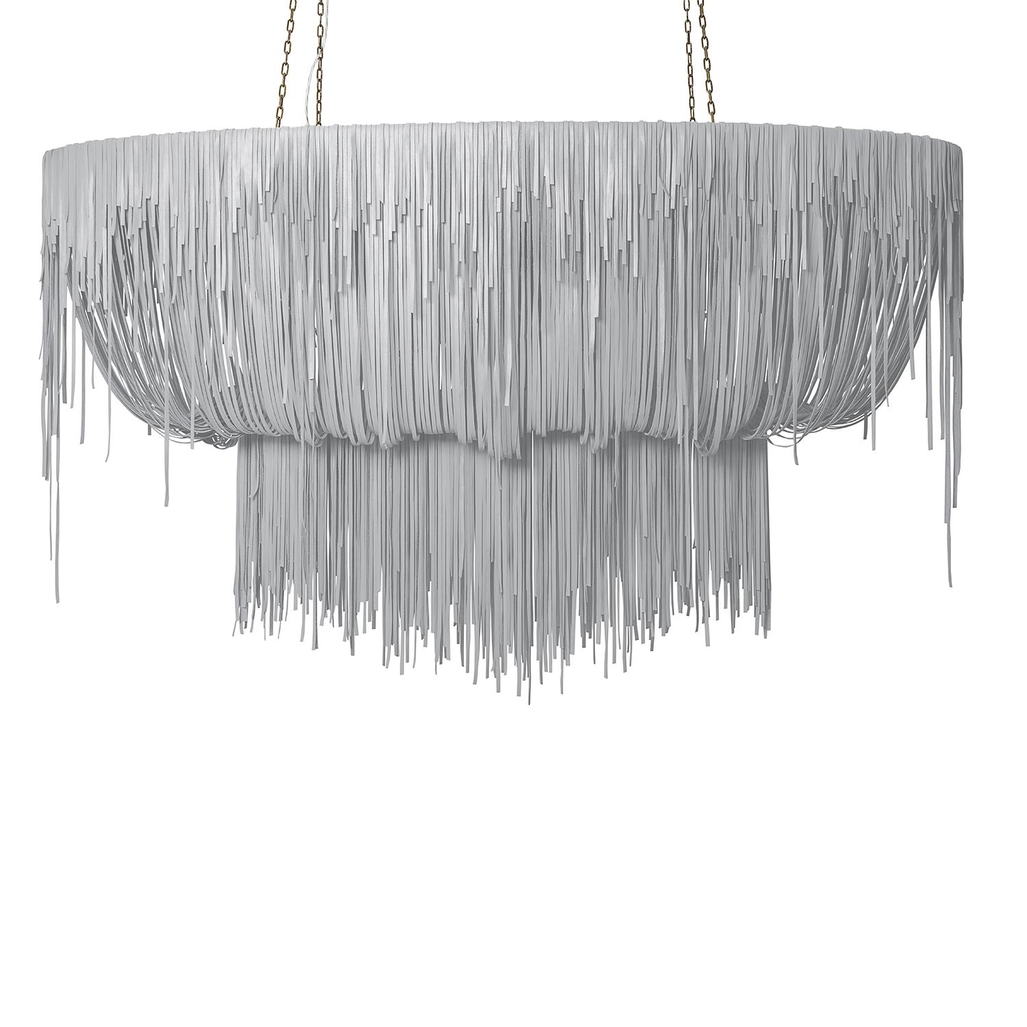 Stretch Oval Urchin Leather Chandelier in Metallic Leather