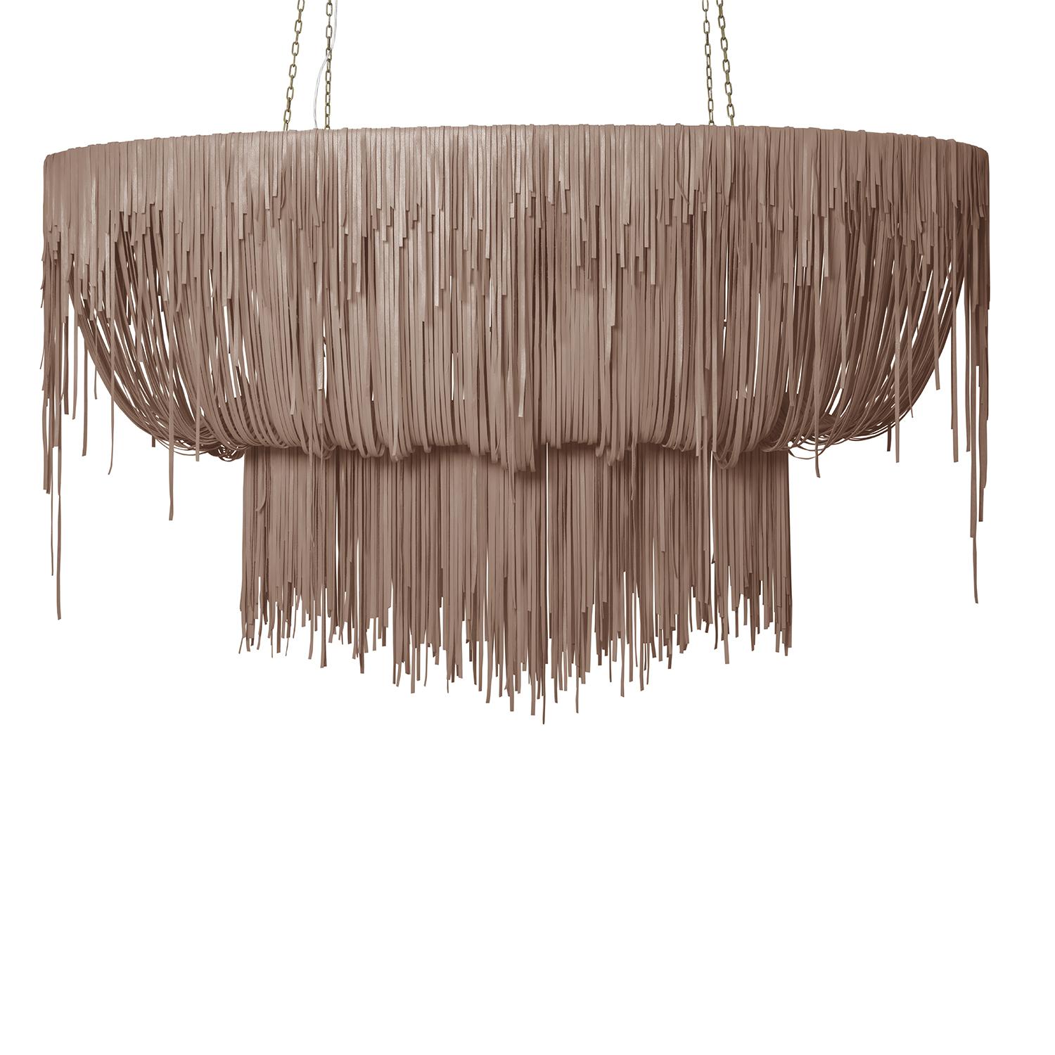 Stretch Oval Urchin Leather Chandelier in Metallic Leather