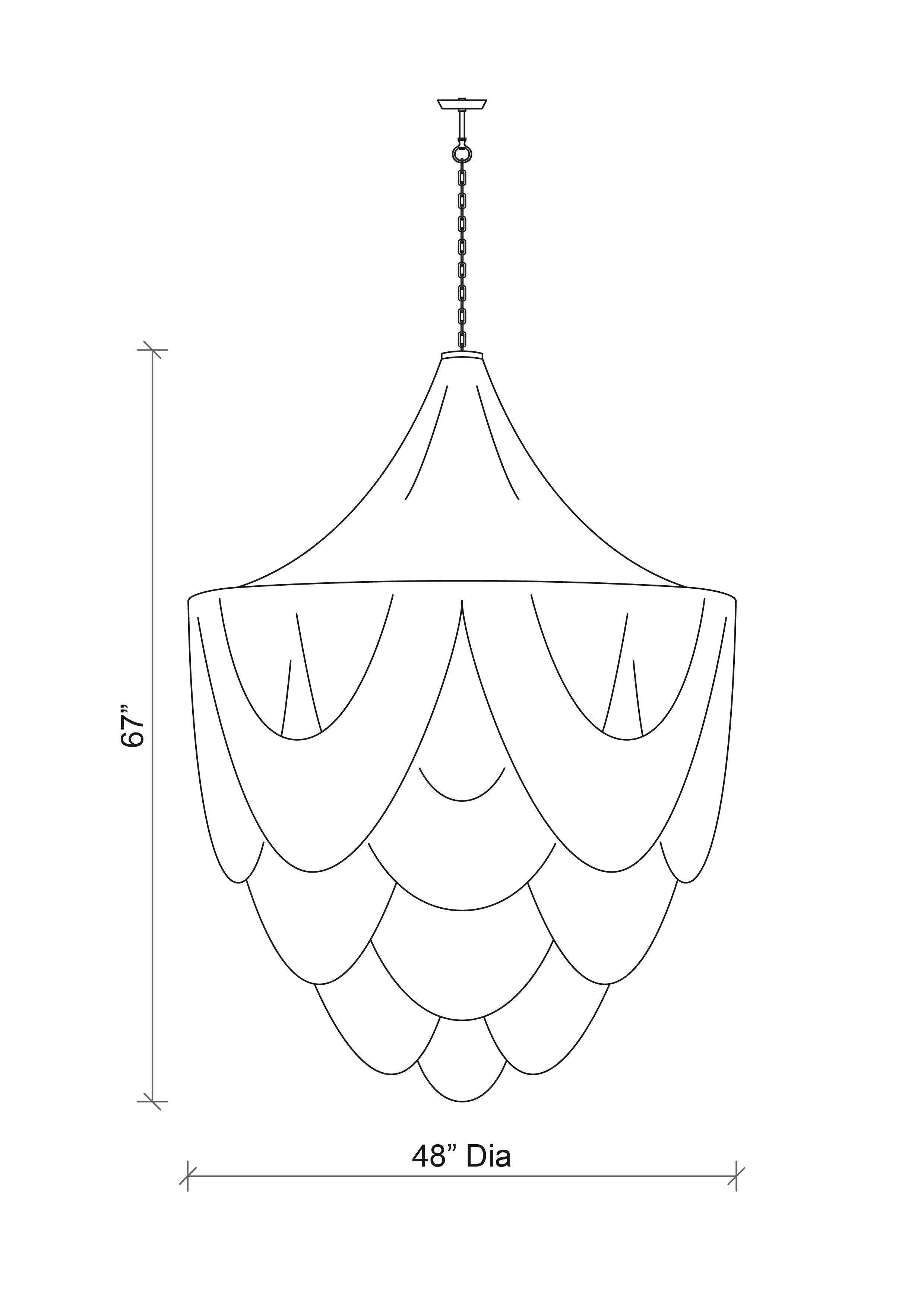 XXL Round Whisper with Crown Leather Chandelier in Metallic Leather