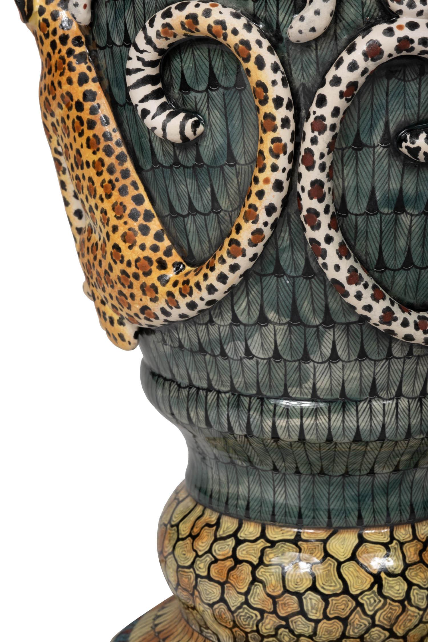 Ardmore Ceramic:  Leopard Lights Lamp Base (Pair)