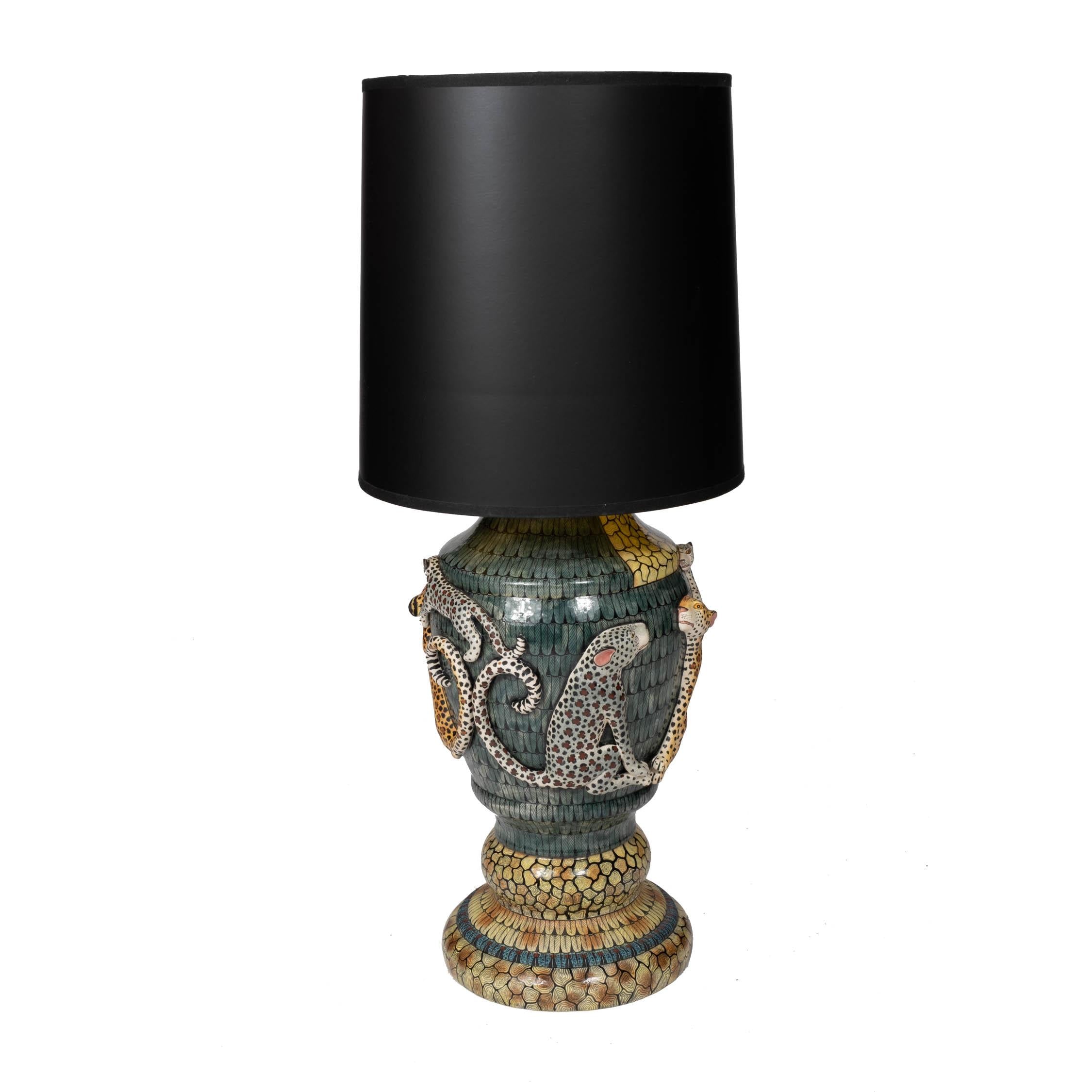 Ardmore Ceramic:  Leopard Lights Lamp Base (Pair)